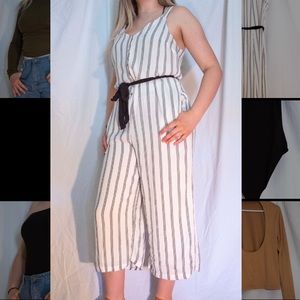 Black and White Stripped Jump Suit